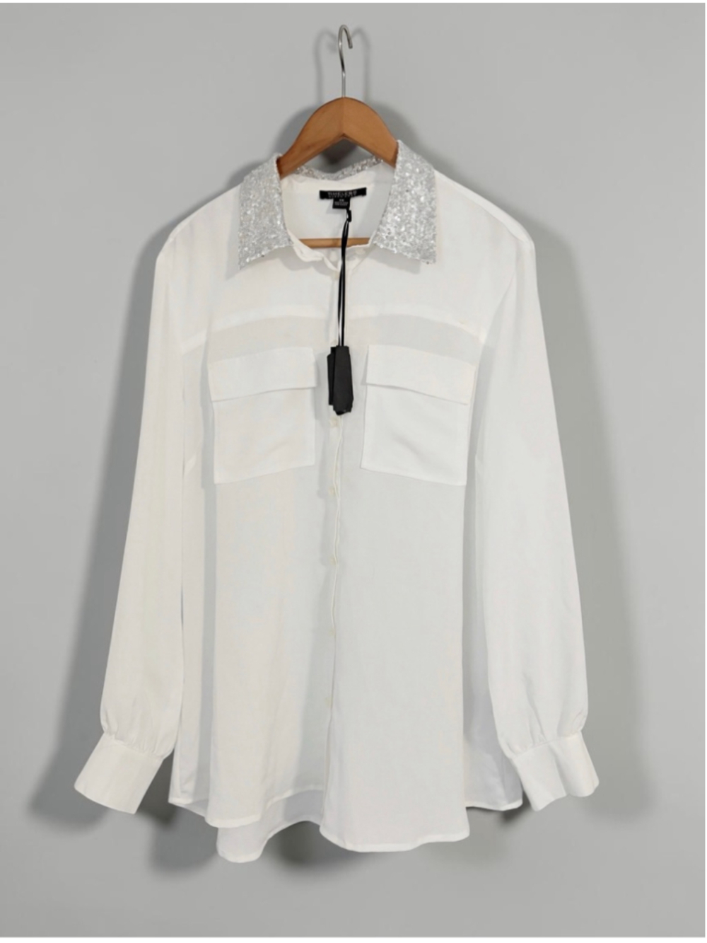 Timeless Naeem Khan New Button Down Sequin Blouse Top